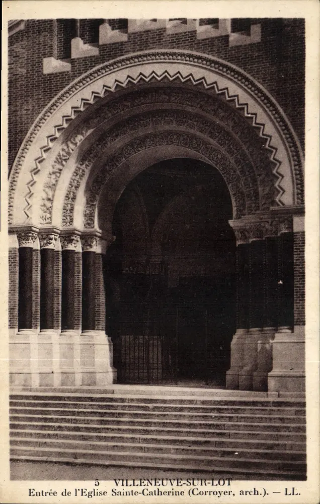 Eingang zur Kirche Sainte-Catherine — Villeneuve-sur-Lot — Corroyer, arch. — LL. - Vorderseite