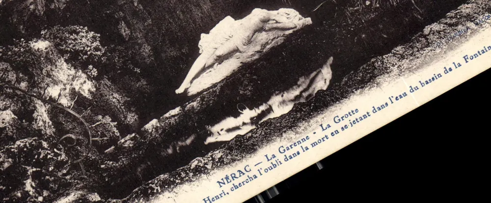 Nérac — La Garenne — La Grotte — Henri buscou o esquecimento na morte ao se jogar na água do poço da Fontaine - Frente