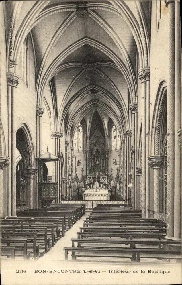 Bon-encontre (L.-et-G.) — Innenansicht der Basilika — Phototypies Lucrèce-Ach - Vorderseite