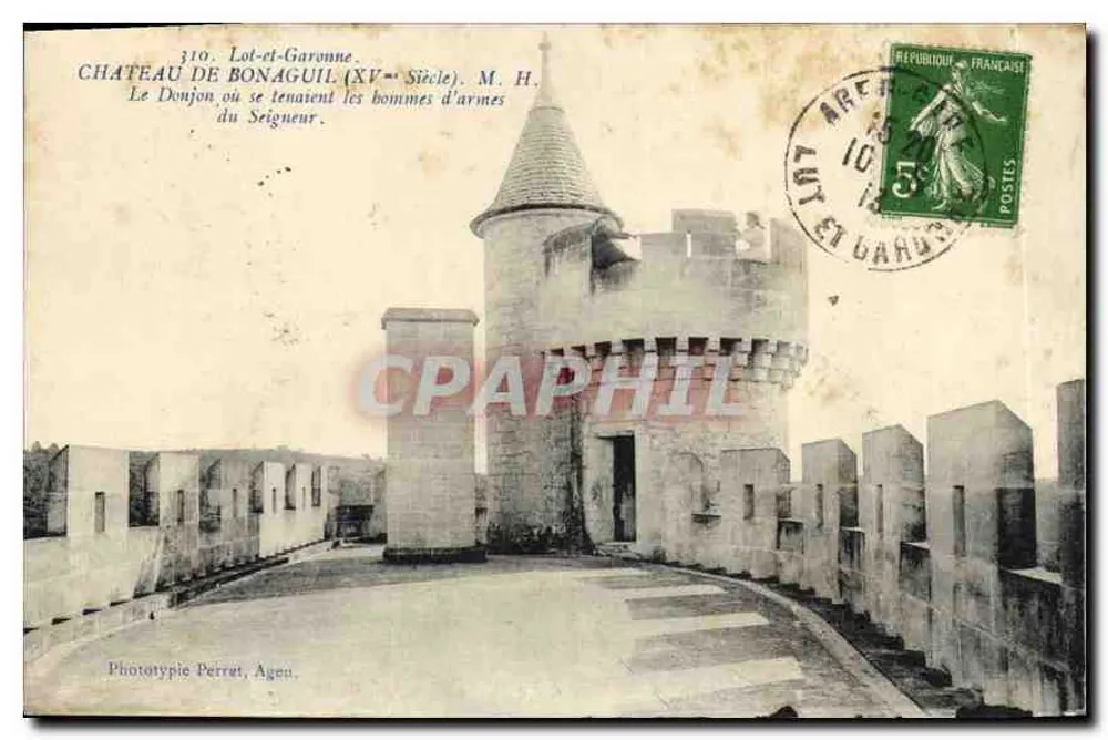 Château de Bonaguil - Bergfried des 15. Jahrhunderts - Phototypie Perret, Agen - Vorderseite