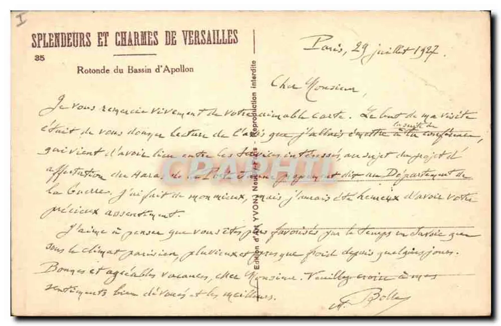 Rotonde des Bassin d'Apollon — Versailles — Art Edition YVON, n°35 - Rückseite