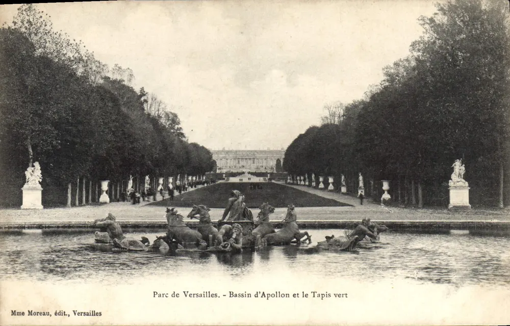 Park von Versailles - Bassin d'Apollon und der Grün Teppich — Frau Moreau, Verlag, Versailles - Vorderseite