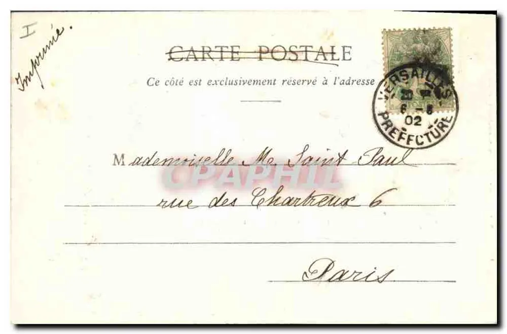 Versailles — O Grande Trianon — Fototipia A. Bergeret & Cie, Nancy - Verso