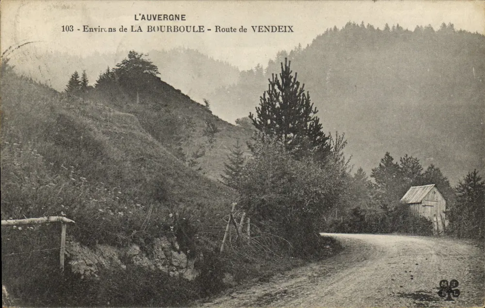 Auvergne - Umgebung von La Bourboule - Route de Vendeix — unbekannter Verlag, Seriennummer 103 - Vorderseite