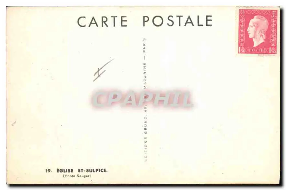 Igreja São Sulpício — Paris — Edições Mazarine, n°19 - Verso
