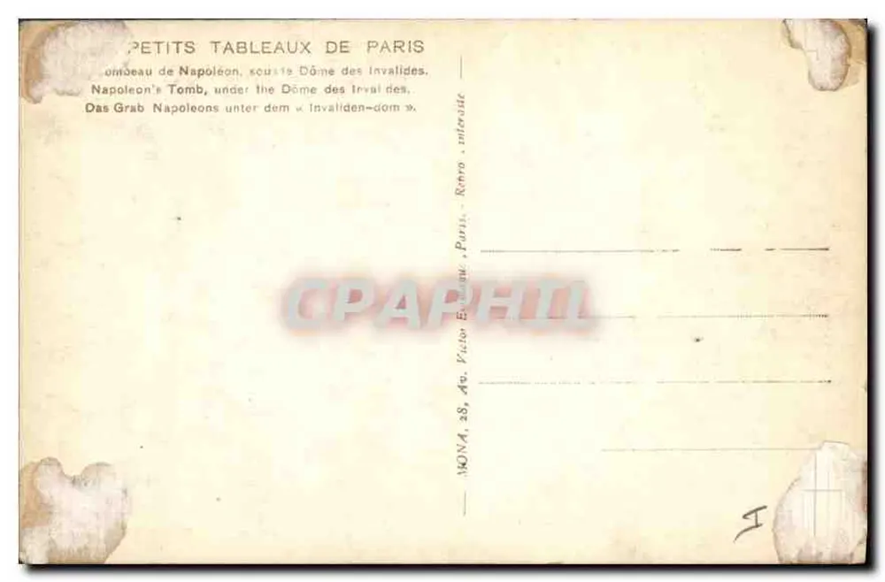 Túmulo de Napoleão — Dôme dos Inválidos — Editor Victor Mona, Paris - Verso