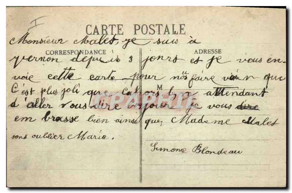 Vernon (Eure) - Castelo de Bizy — vista do castelo e de sua fonte, editor Jules A. Verneaux, n° 488 - Verso