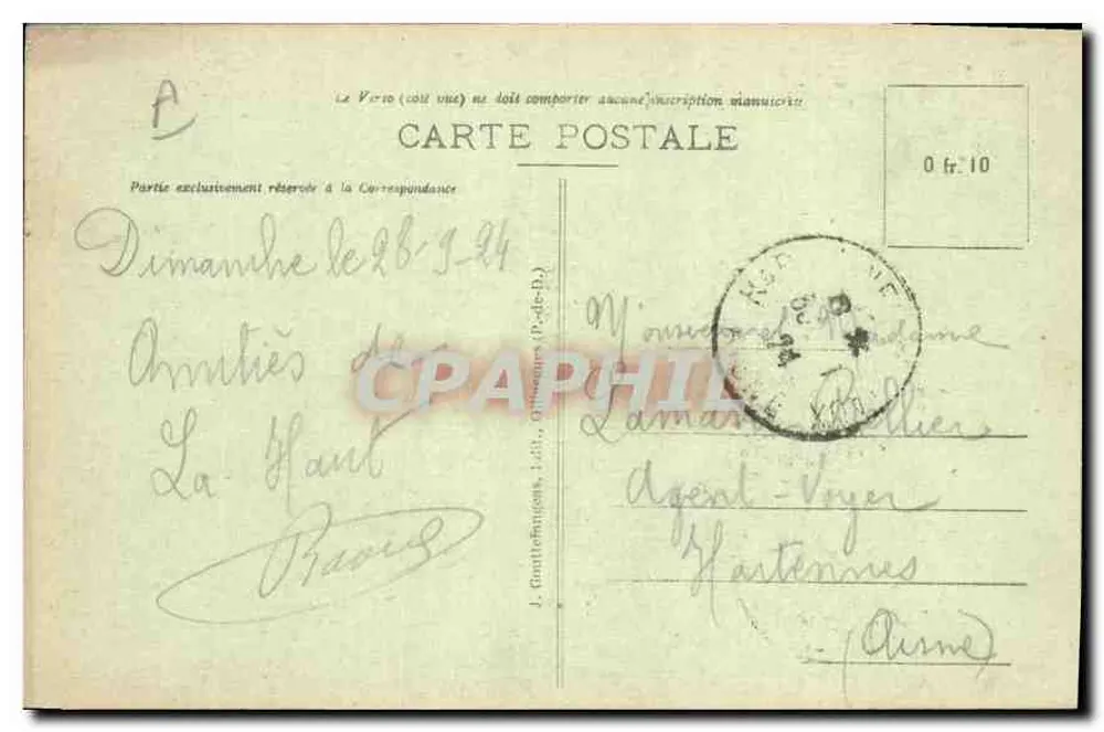Passage du Train du Puy de Dôme aux Quatre Routes — G. d'O. n°590 - Verso