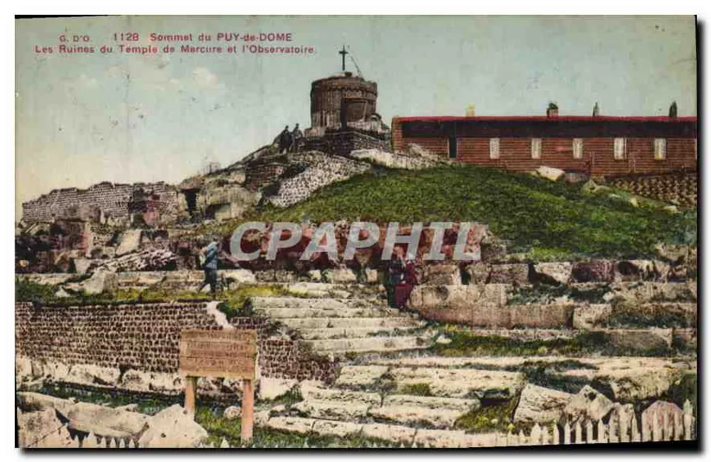 Sommel du PUY-de-DOME — Die Ruinen des Tempels Merkur und das Observatorium — G. D'O, Nr. 1128 - Vorderseite