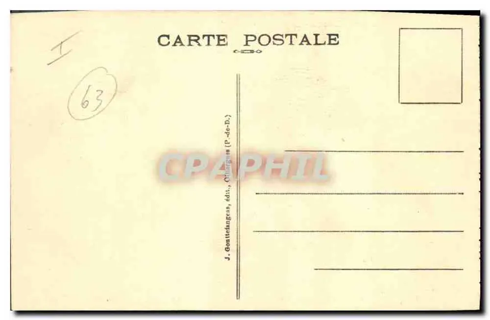 Route Automobile du Puy de Dôme - L'Arrêt au Péage — J. Gouttrinanges, Verleger, Collonges (P.-de-D.) - Rückseite