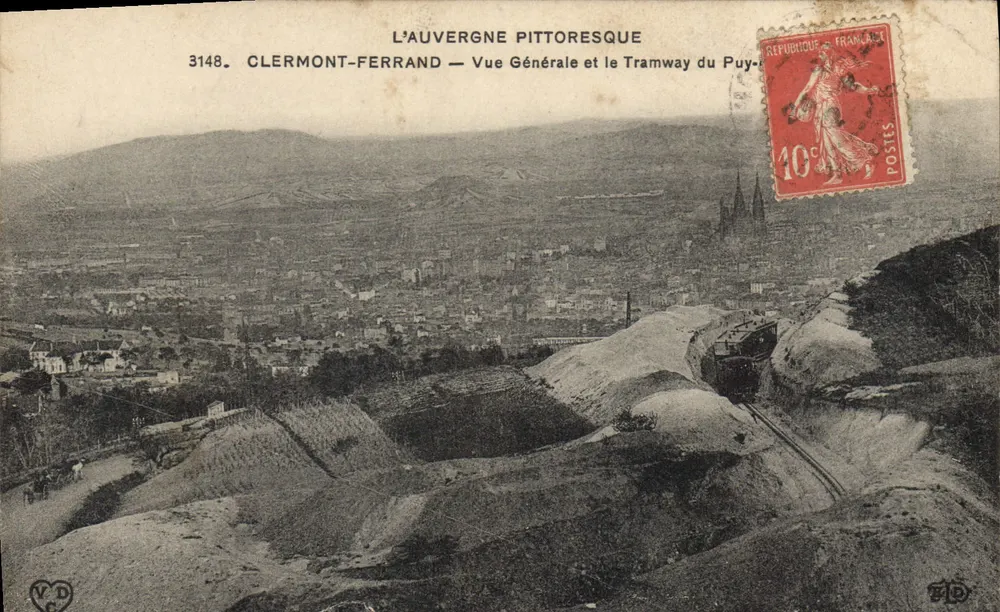 Clermont-Ferrand — Allgemeiner Blick und der Tramway des Puy — L'Auvergne Pittoresque, Nr. 3148 - Vorderseite
