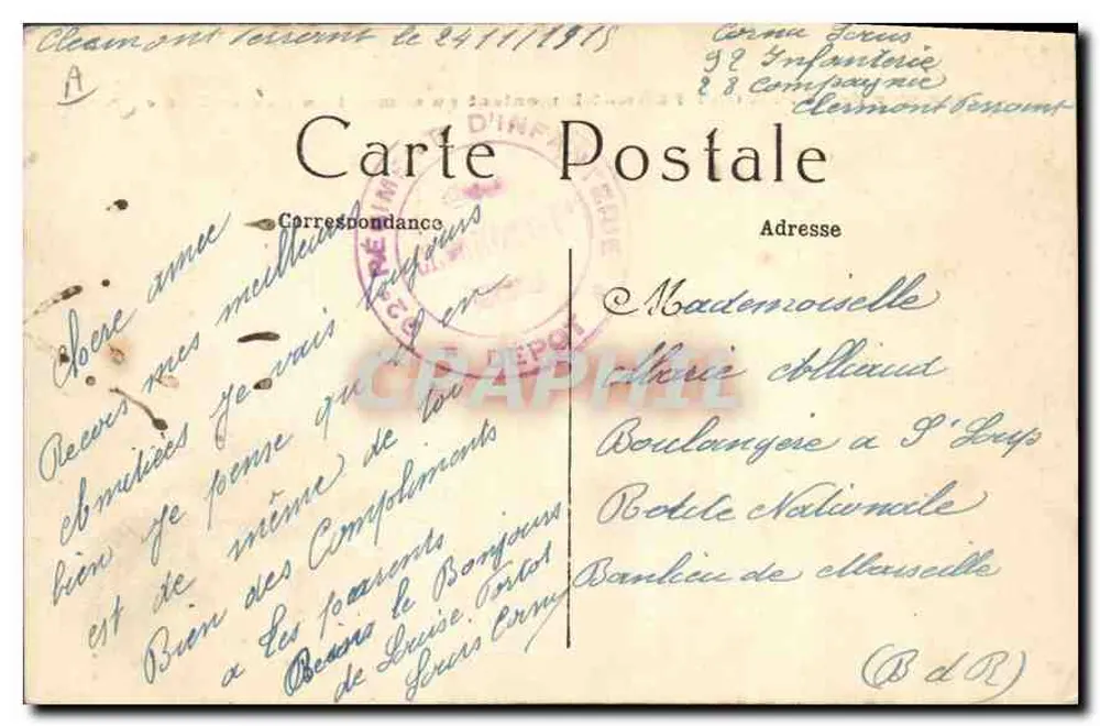 Tramway von CLERMONT-FERRAND auf dem Weg zum Gipfel des Puy-de-Dôme — Verlag L. Thirondelle, Paris — Seriennummer 502 - Rückseite