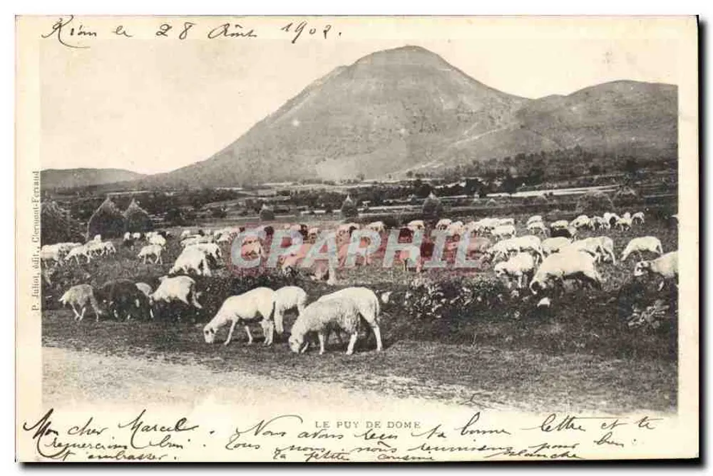 Le Puy de Dôme — vista pastoril com rebanho — P. Jutin, editor, Clermont-Ferrand - Frente