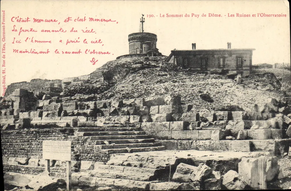 Der Gipfel des Puy de Dôme — Die Ruinen und das Observatorium — Clermont-Ferrand, Nr. 190 - Vorderseite