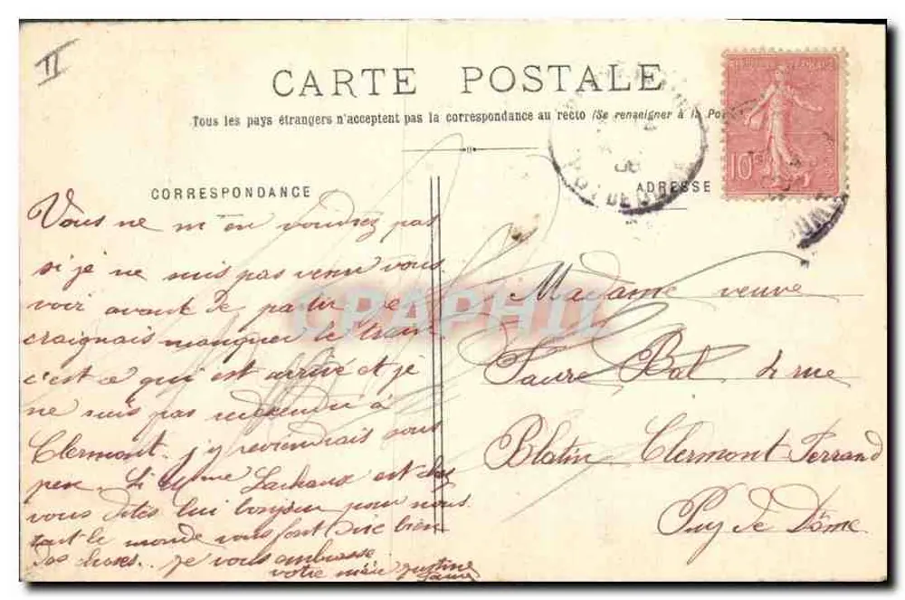 Der Gipfel des Puy de Dôme - Die Ruinen und das Observatorium — Verlag L'Écho Clermont-Ferrand, n°87 - Rückseite