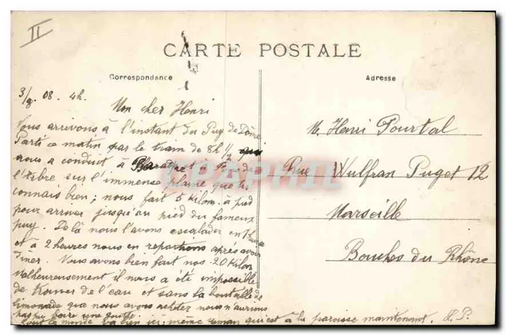 Le Puy-de-Dôme — A subida para o Observatório com a chegada do Tram — editor não visível, número de série ilegível - Verso