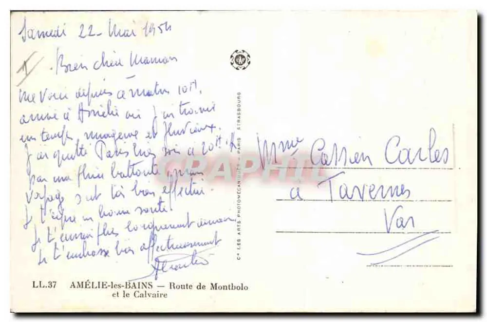 Amélie-les-Bains — Route de Montbolo et le Calvaire — Éditeur : C. LEB ARTS PHOTOGRAPHIQUES PARIS - Rückseite