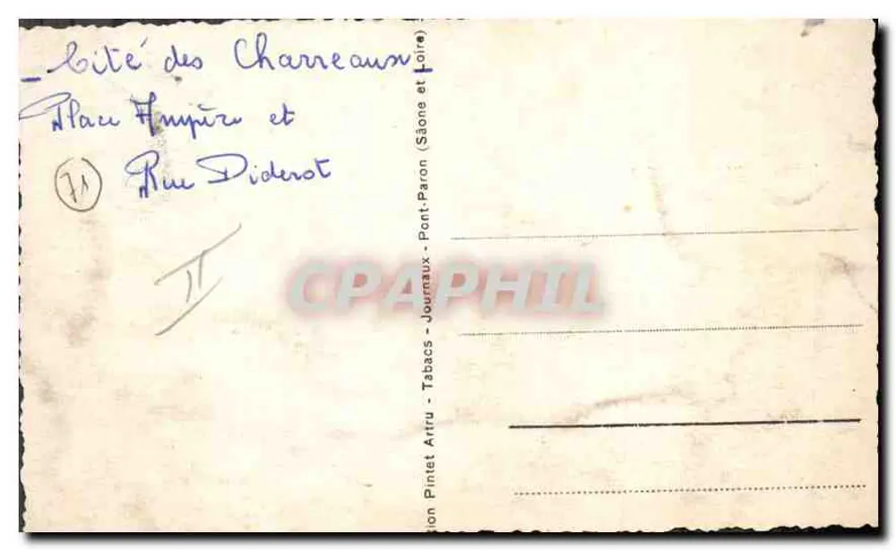 Dorf Charréaux — Place Empiré und Rue Diderot — Verlag Pintet Artru - Rückseite