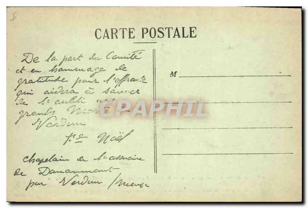 Ossuário provisório dos campos de batalha de Verdun — margem esquerda e margem direita — Início da Obra de Douaumont (Meuse) - Verso