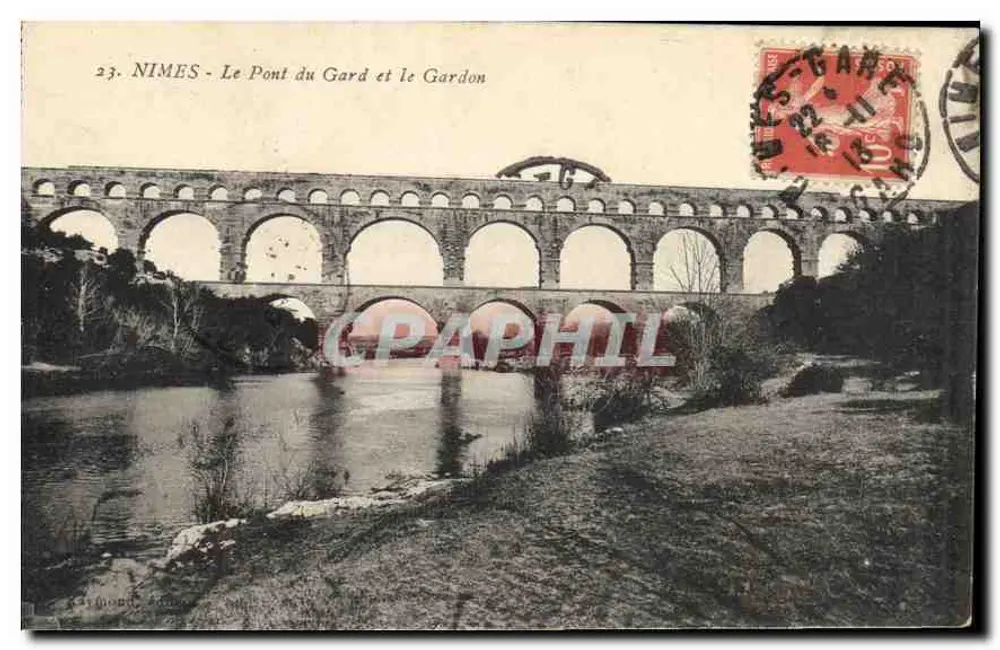 NIMES - Der Pont du Gard und der Gardon — Verlag G. Raymond, n°23 - Vorderseite