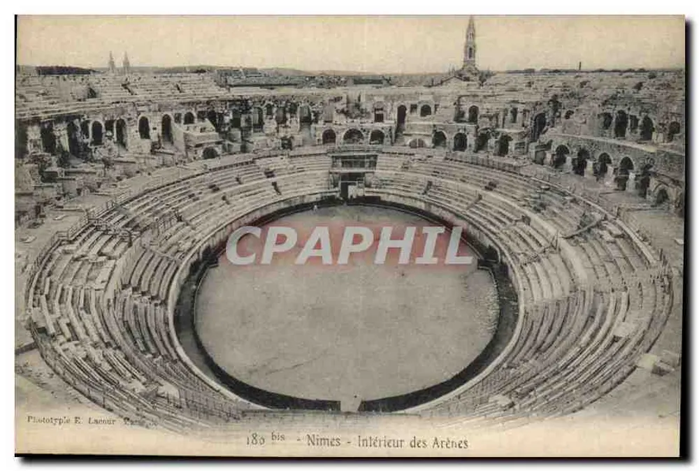 Nîmes - Interior das Arênes — Fototipia F. Lacour, n° 189 bis - Frente