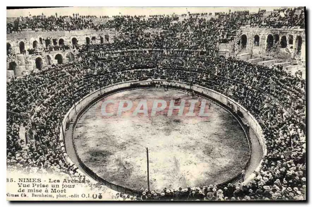 Nîmes - Les Arènes — Aufnahme an einem Tag der Hinrichtung — phot. Bernheim, edit. O.1.05 - Vorderseite