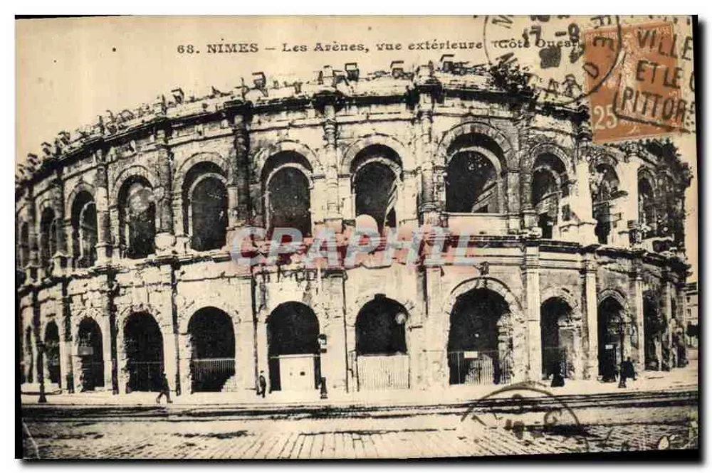 Nîmes — Die Arenen, äußere Ansicht (Westseite) — Unbekannter Verleger, Seriennummer 68 - Vorderseite