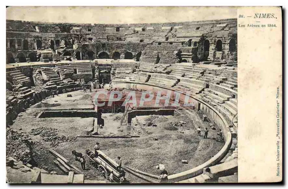 Nîmes — Areny w 1864 — Maison Universelle, 'Nouvelles Galeries' Nîmes - Awers