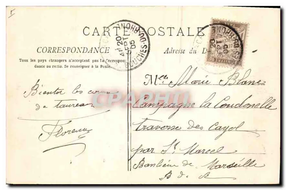 Nîmes - As Arênes — Bilhete postal antigo n°1198, editado por Marcelle - Verso