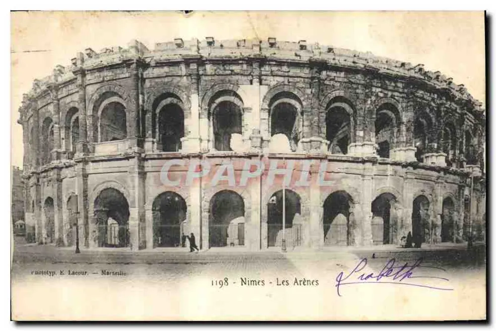 Nîmes - As Arênes — fototipia K. Lacour, Marselha, n° 1198 - Frente