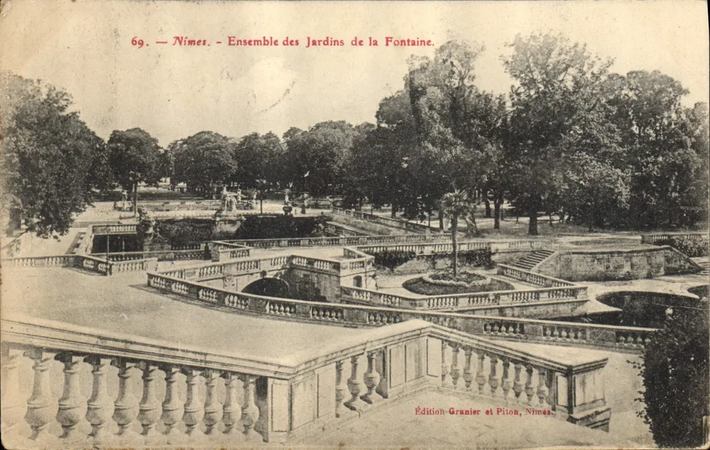 Nîmes — Ensemble der Fontaine-Gärten — Edition Granier et Piton, Nîmes - Vorderseite