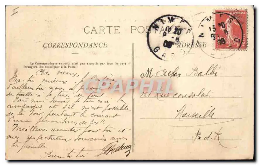 Nîmes — Ensemble der Fontaine-Gärten — Ausgabe Granier et Pitton, Nîmes. - Rückseite