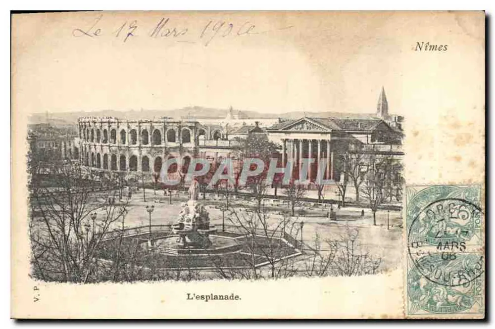 Nîmes — A esplanada com o teatro romano — V.P. (editor) - Frente