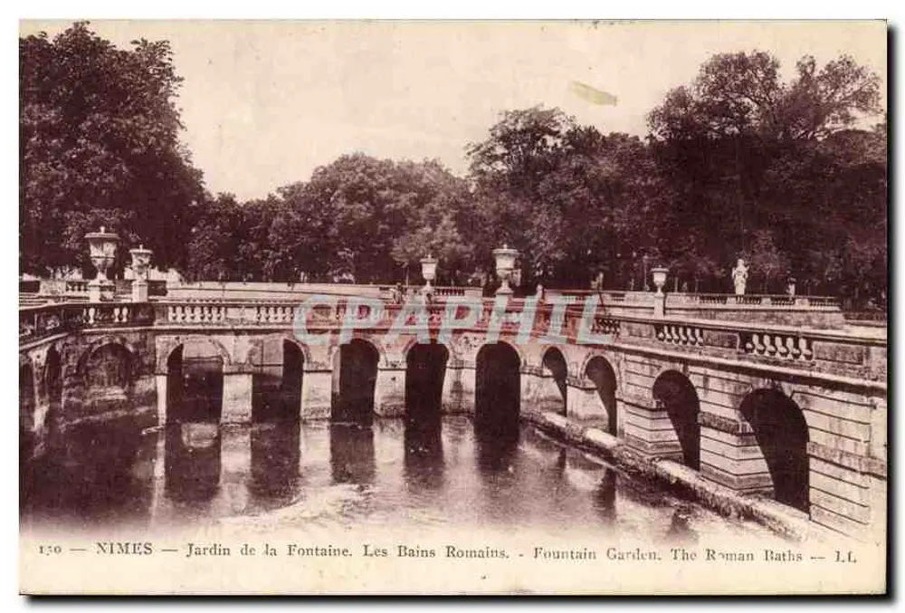 Nîmes — Jardin de la Fontaine. Les Bains Romaines — L.L. - Vorderseite