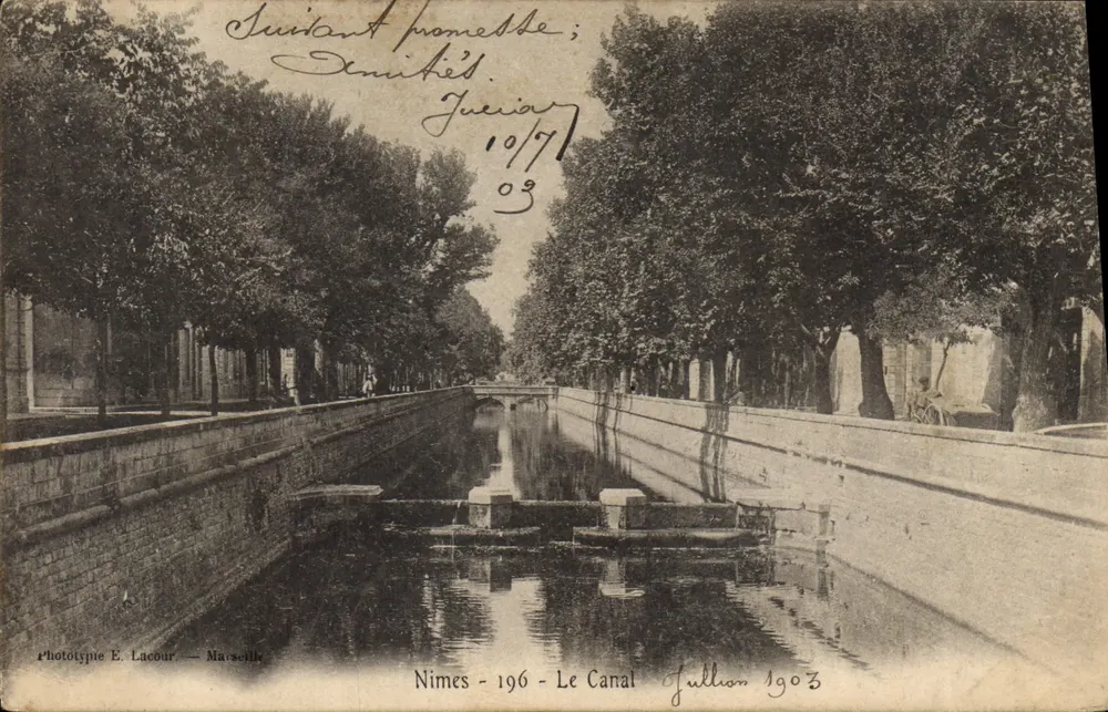Nîmes - O Canal Jullion — Fototipo E. Lacour — Marseille - Frente