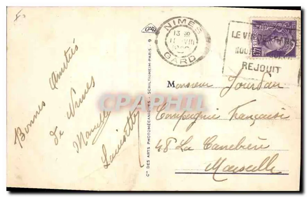 Nîmes - Gärten der Quelle - Römische Bäder — Verlag C.F. Nr. 198 - Rückseite