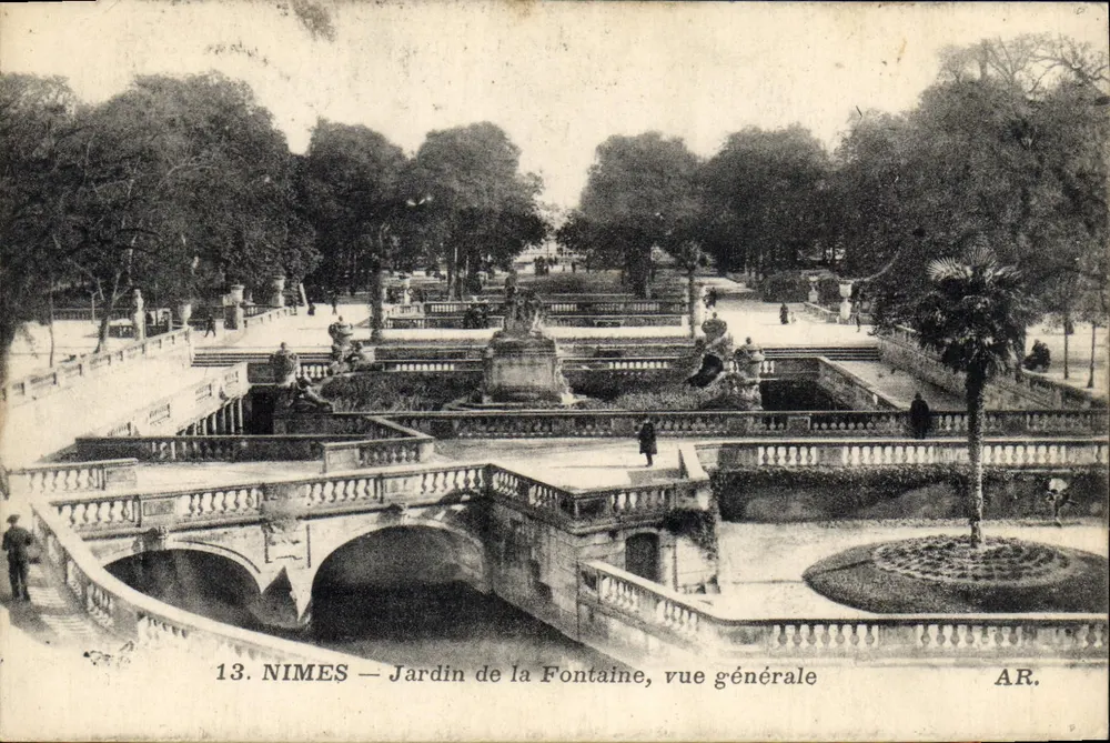 Nîmes — Jardin de la Fontaine, allgemeiner Blick — AR. n°13 - Vorderseite