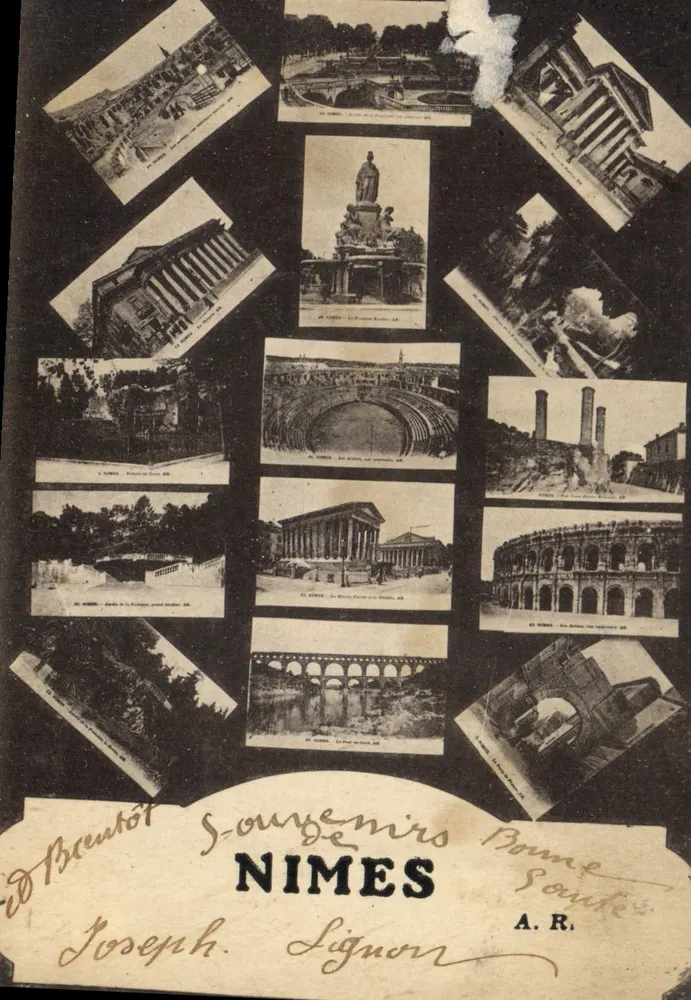 Nîmes — Collage de vues históricas — A.R. - Frente