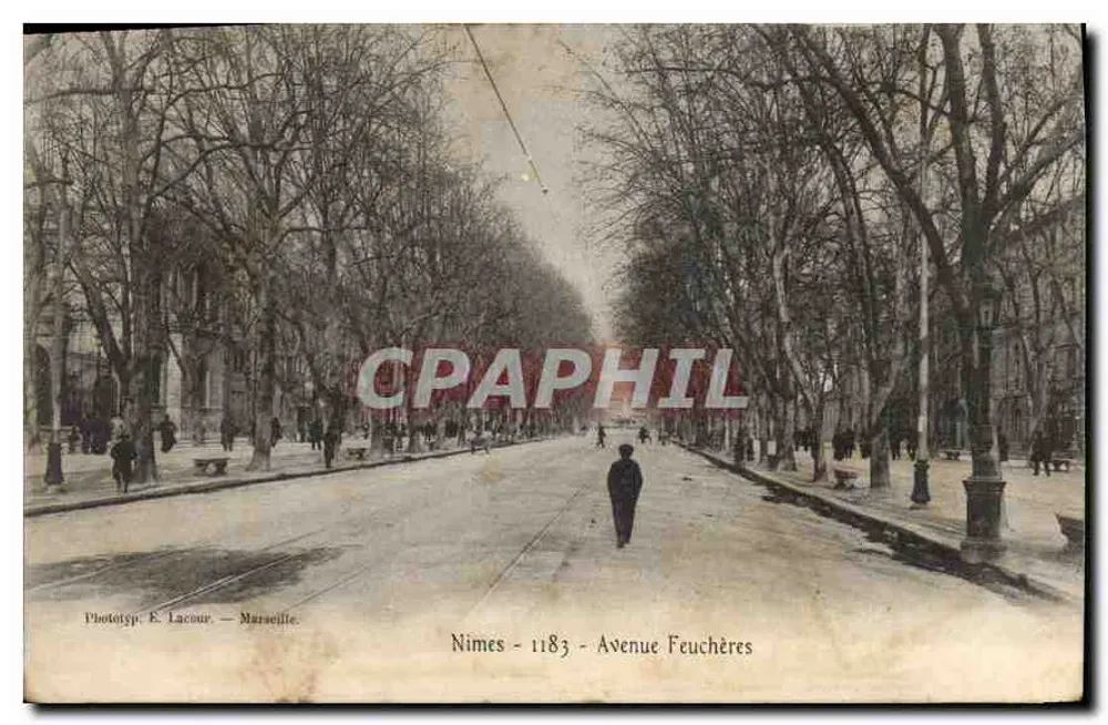 Nîmes - Avenida Feuchères — Fototip. E. Lacour — Marselha, n° 1183 - Frente