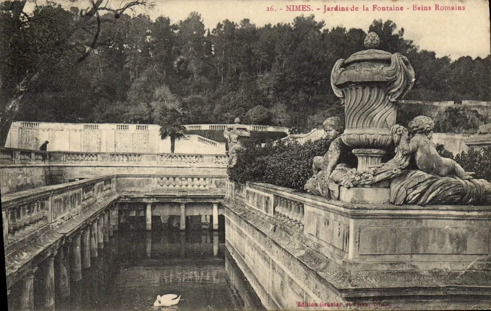 Nîmes - Gärten der Fontaine - Römische Bäder — Edition Granier, et Fils, Nîmes - Vorderseite