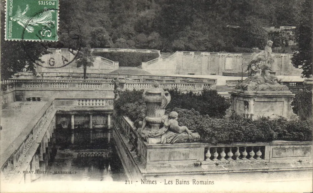 Nîmes - Os Banhos Romanos — P. Ruat, Ed., Marselha, n° 211 - Frente