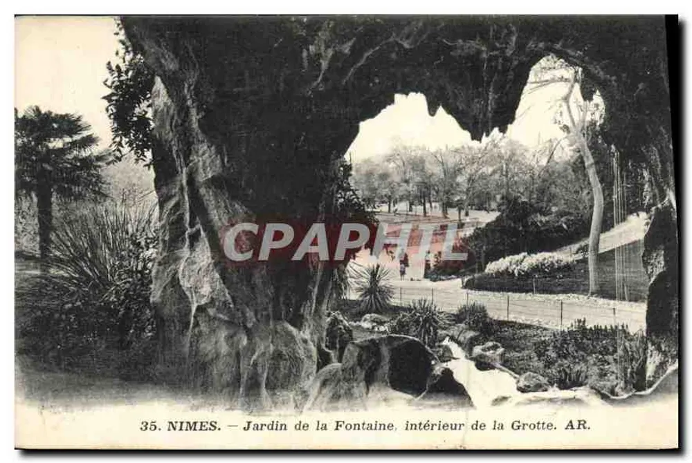 Nîmes — Garten der Fontaine, Innenansicht der Höhle — AR. Verlag AR. N° 35. - Vorderseite