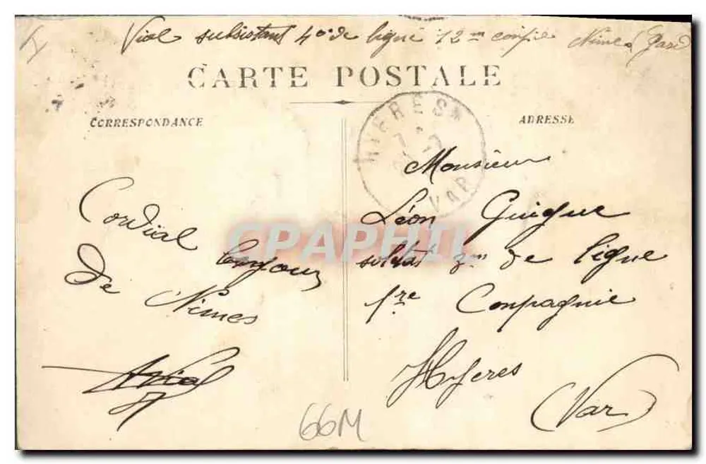 Nîmes - Vista geral das Arênes — editor não identificado, número de série 2339 - Verso