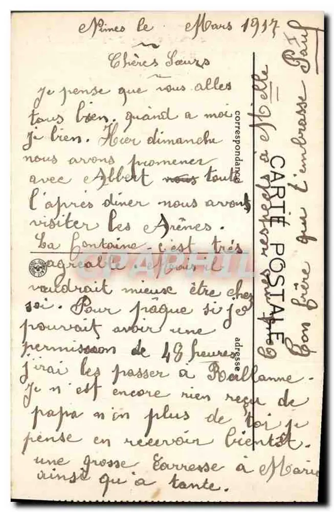 Nîmes — A Fonte Pradier — A. R. - Verso