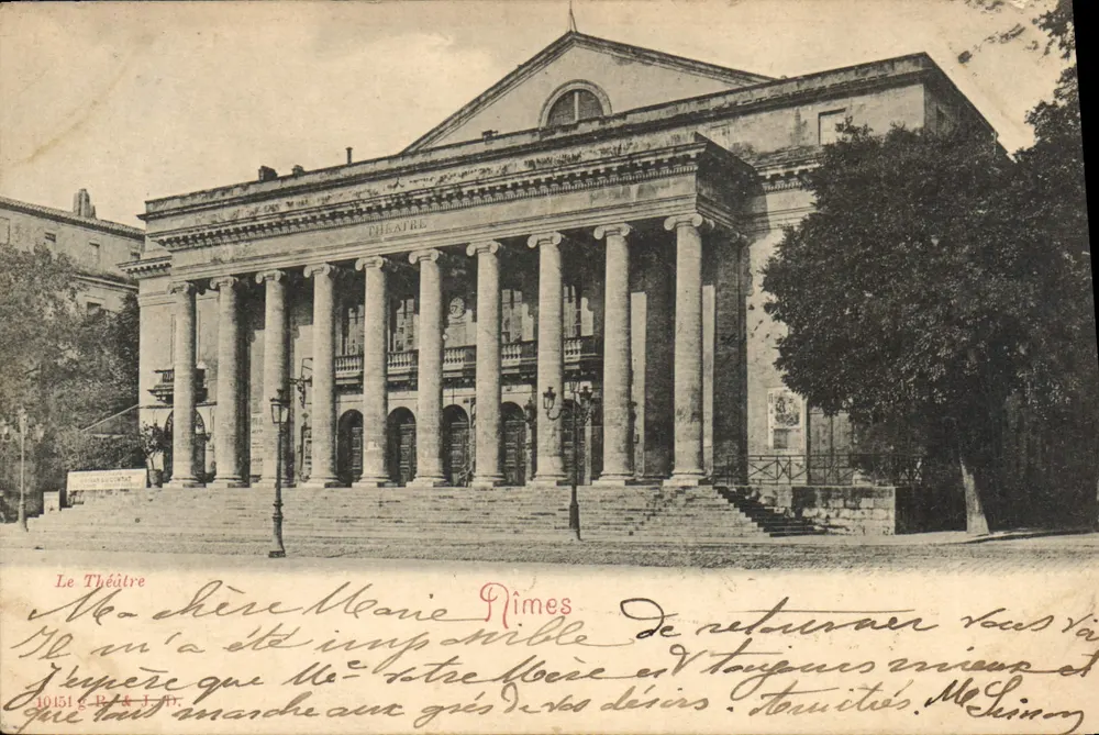 O Teatro — Nîmes — editor J. P. (n° 10151) - Frente