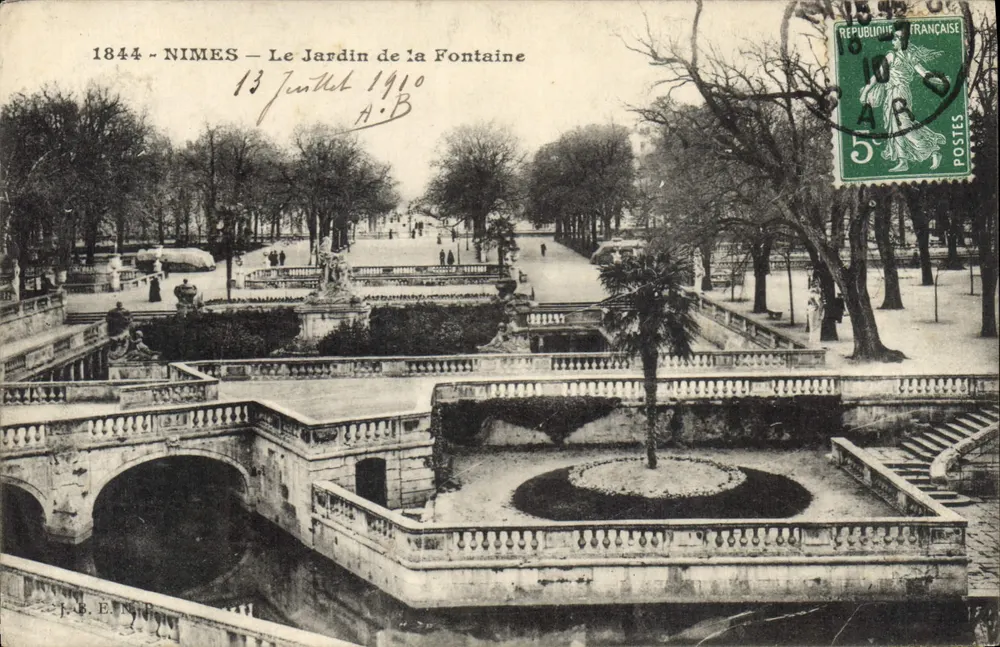 Nîmes — Der Fontaine-Garten — J.B. EN - Vorderseite