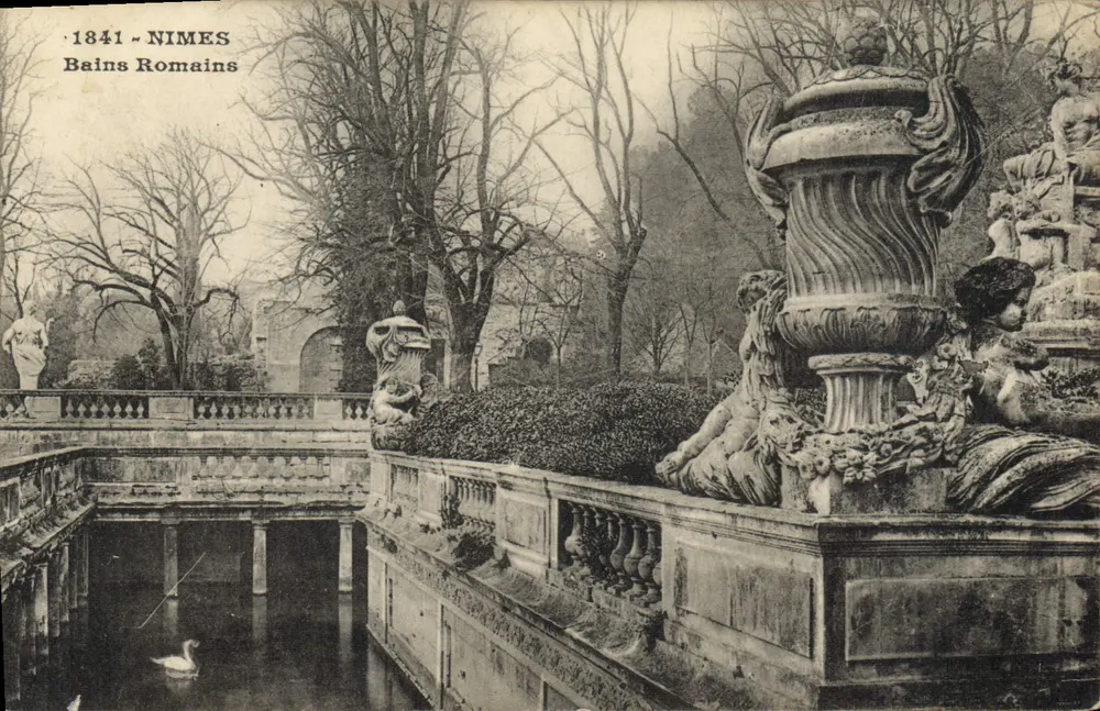 Nîmes — Banhos Romanos — Editor Jean Bernard, Nîmes - Frente