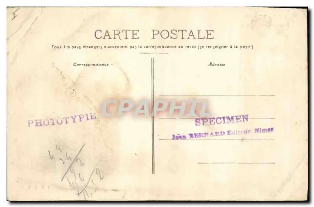 Nîmes — Banhos Romanos — Editor Jean Bernard, Nîmes - Verso