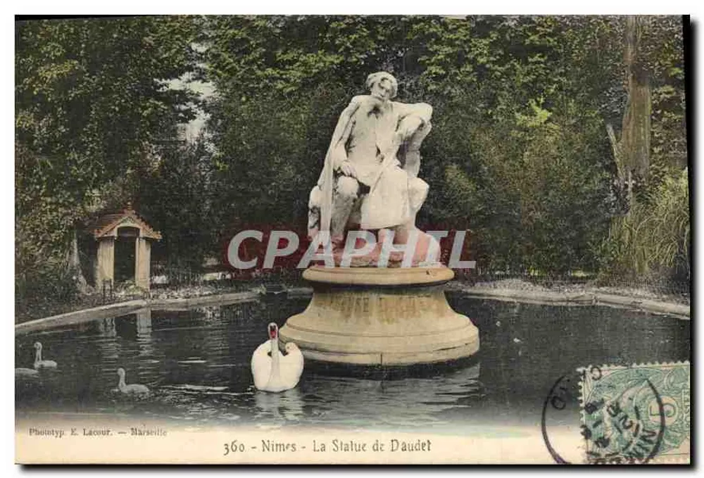 Nîmes - A Estátua de Daudet — Fototipia E. Lacour - Marseille, n° 360 - Frente