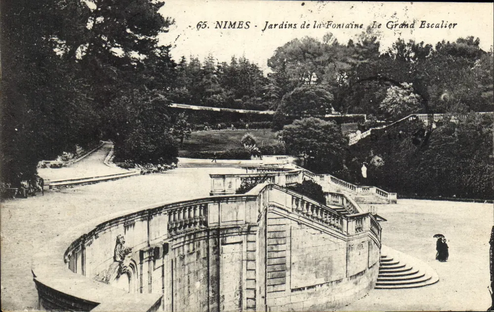 Nîmes - Jardins de la Fontaine, Le Grand Escalier — anonymer Verleger, Nr. 65 - Vorderseite